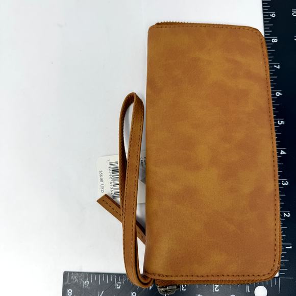 Free People Women Purse Wallet Clutch Brown Vegan Leather cardholder wristlet - Picture 4 of 8